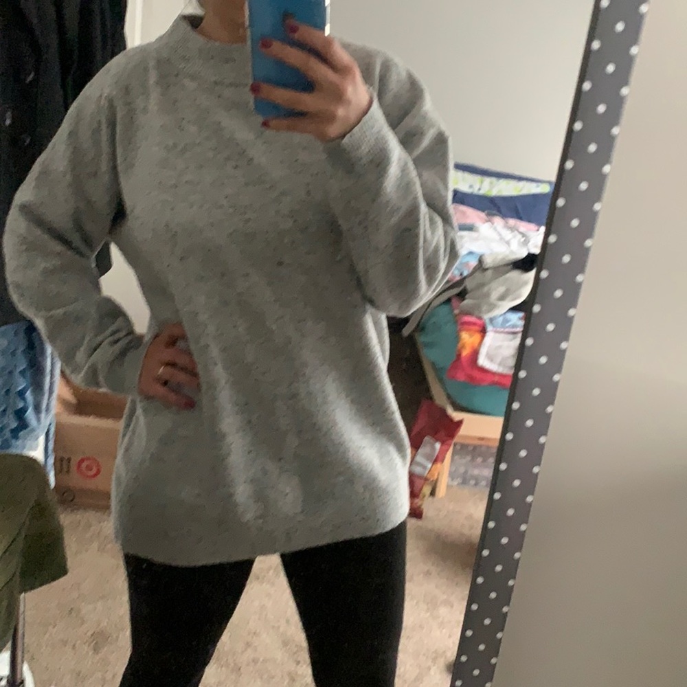 Slouchy Grey mock turtleneck sweater